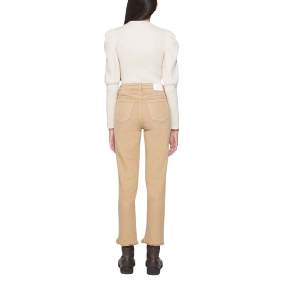 Jonathan Simkhai River Jeans Womens 26 Camet Beige High Rise Straight Crop Luxe - Picture 2 of 14